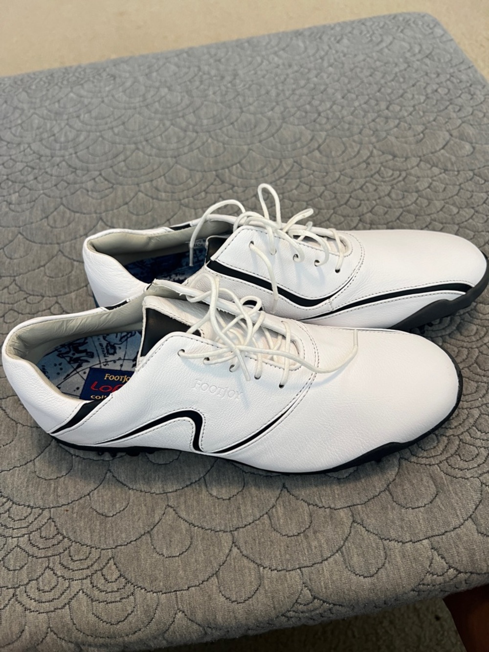 FootJoy White and Black Lace-Up Golf Shoes